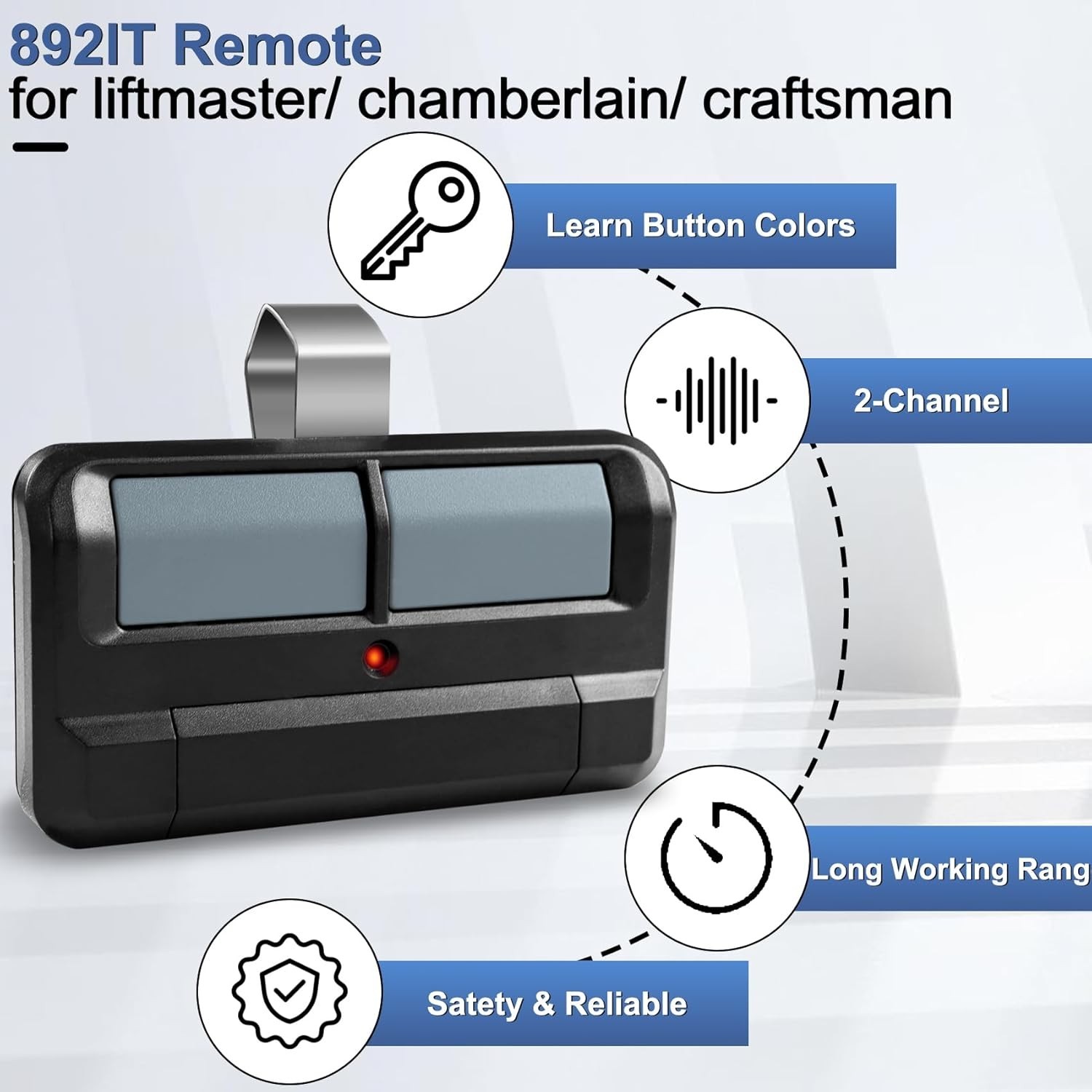 Upgrade 892lT Garage Door Opener Remote for Liftmaster, 2-Button Security+ 2.... gallery