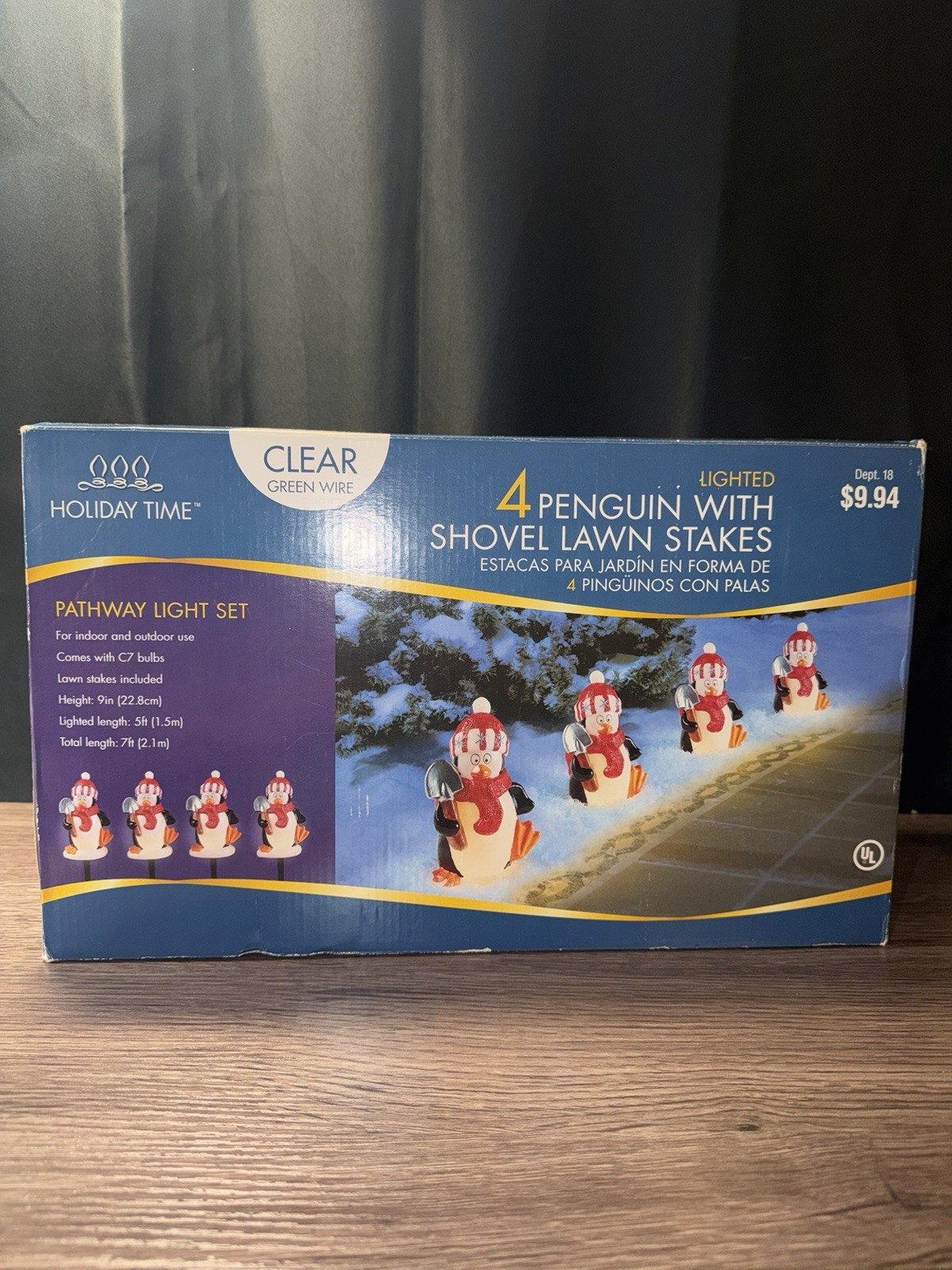 Holiday Time 4 Lighted Penguin With Shovel Lawn Stakes Pathway Light Set C7 gallery