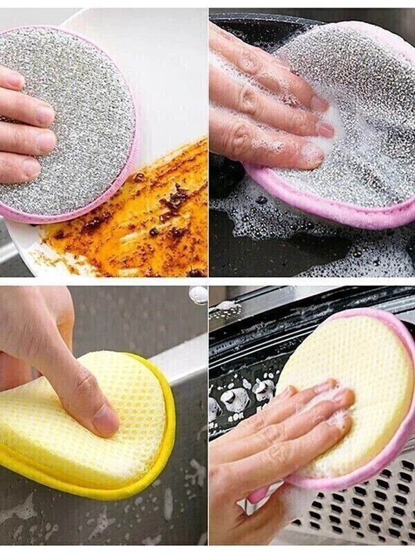 Double-Sided Scouring Pads Dish Pan Washing Sponge Kitchen Cleaning Tool gallery