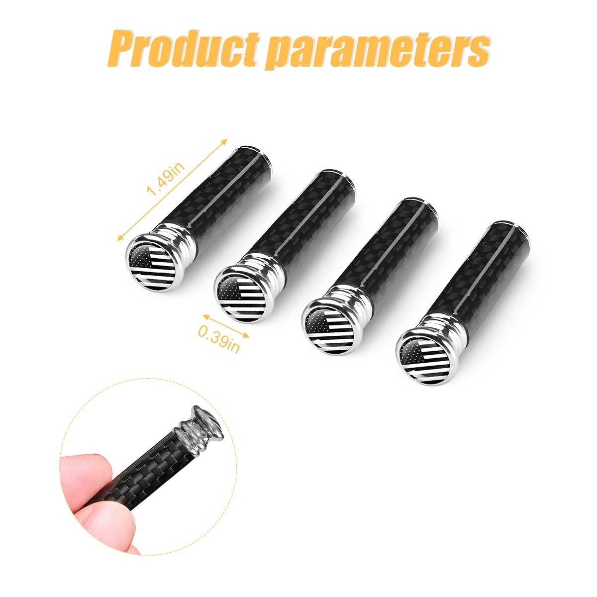 Moly Magnolia 4PCS Car Door Lock Knobs, American Flag Carbon Fiber Black gallery