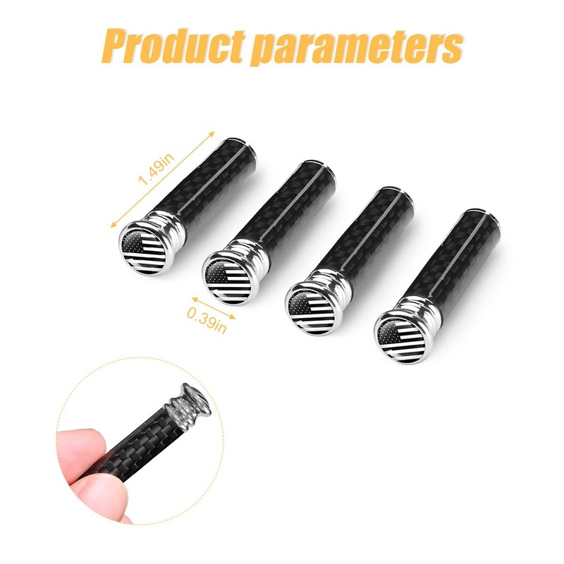 Moly Magnolia 4PCS Car Door Lock Knobs, American Flag Carbon Fiber Black gallery