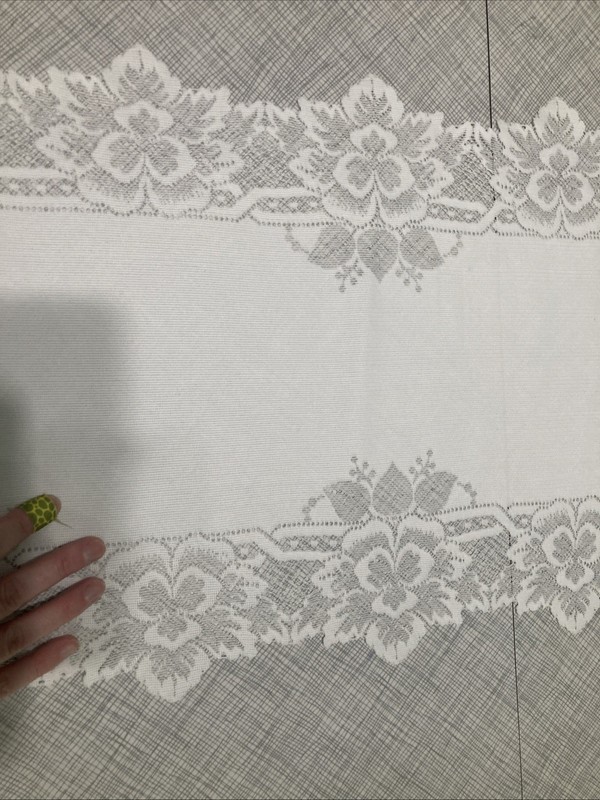 Pristine White Lace Table Runner 13x53” Floral Dresser Scarf Cottagecore Wedding gallery