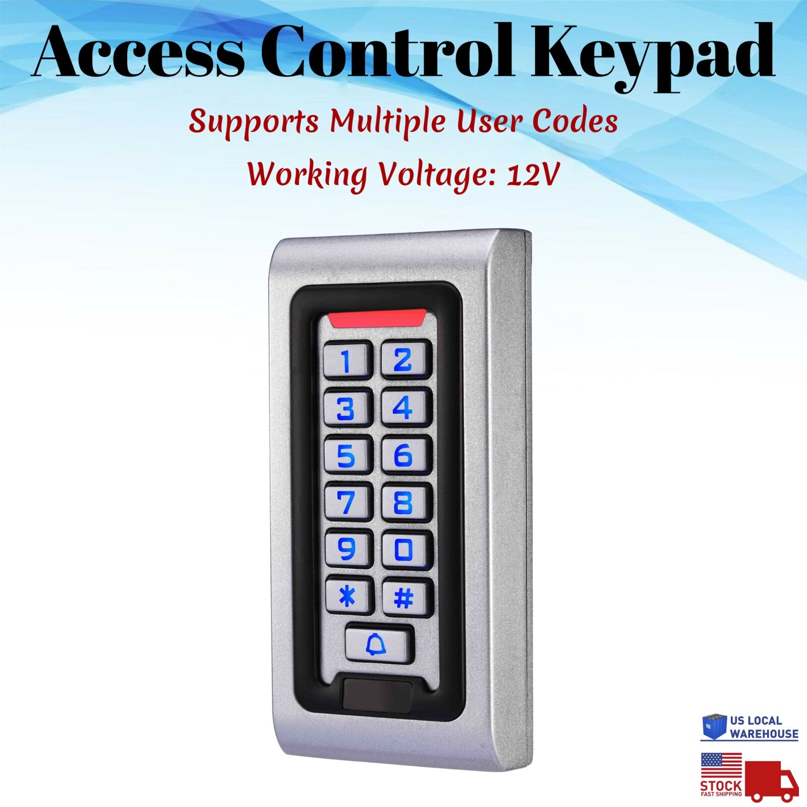 Access Control Keypad Stand Alone Door Metal Wired Password Pin Code Security gallery
