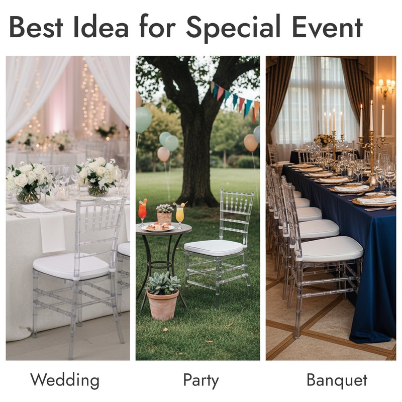 3pack Acrylic Stackable Chiavari Dining Chair, Clear Party Chair Fully Assembled gallery