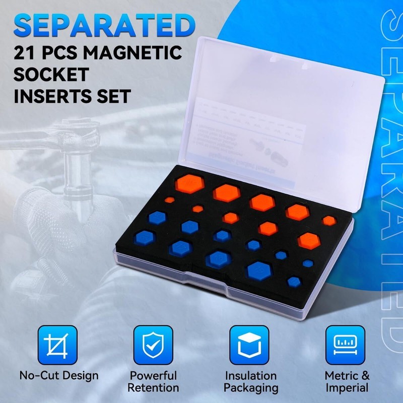 21PCS Magnetic Socket Insert Adapter Set SAE & Metric 5/16" - 7/8", 8mm-19mm gallery