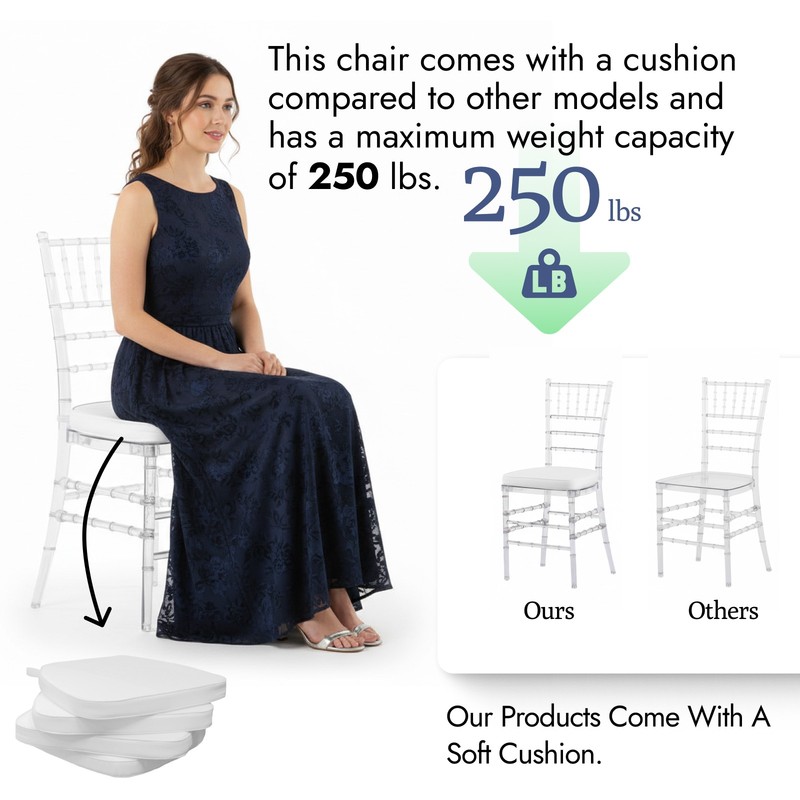 3pack Acrylic Stackable Chiavari Dining Chair, Clear Party Chair Fully Assembled gallery