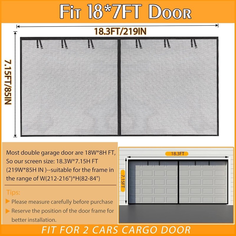 Multi-Purpose 18x7FT Garage Screen Door - Ideal for Patios, Workshops, Home Gyms gallery