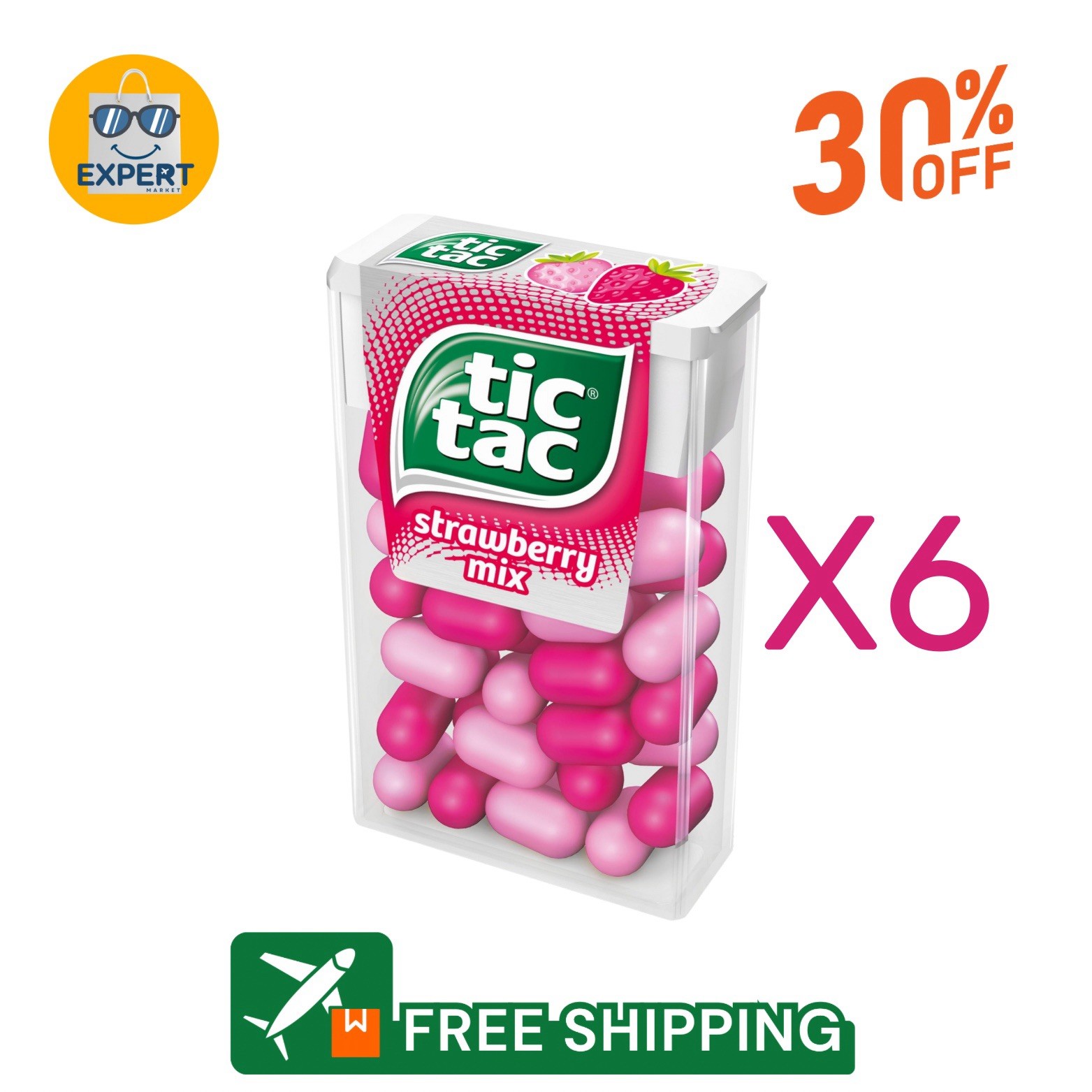X6 - Tic Tac Drops Strawberry Mix Flavor 10.2g = 0.35oz each gallery