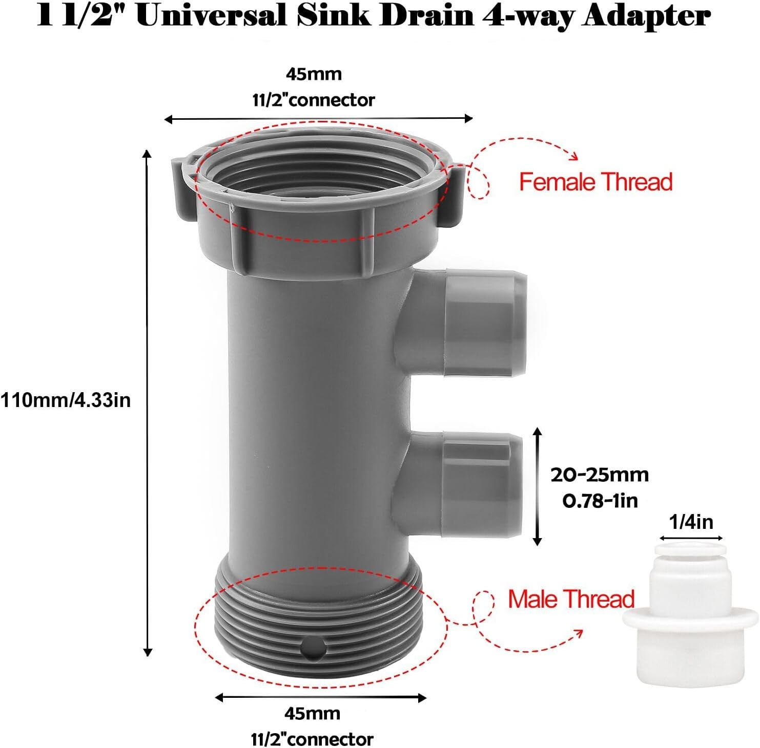 QruiLanTu1-1/2 Inch Dishwasher Kitchen Drain Pipe Hose Adapter, Kitchen Sink ... gallery
