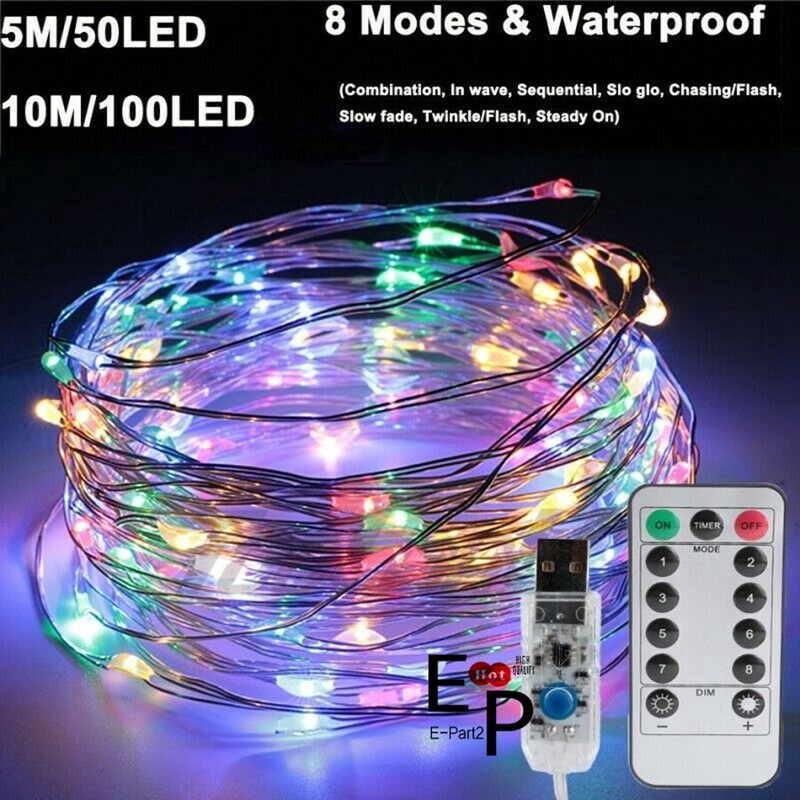 USB Plug Twinkle LED String Fairy Lights Copper Wire With Remote 50 100 200 LED gallery