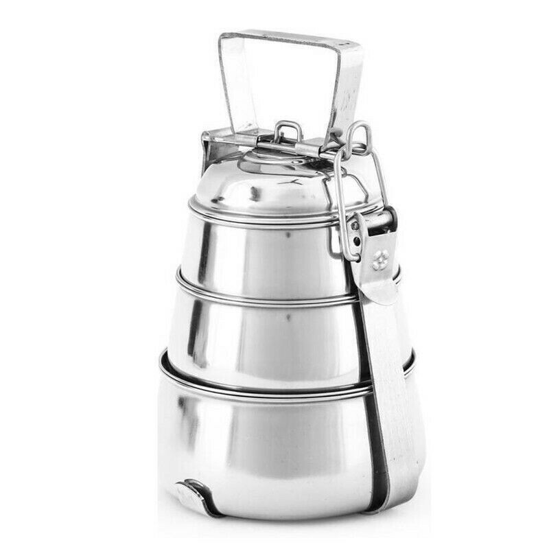 Stainless Steel Pyramid Lunch Box Tiffin Box Food Container Office use 3TIER gallery