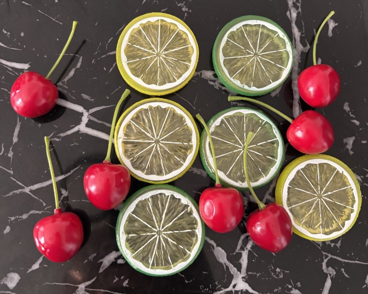 Artificial Fruit Decor Set Including Simulation Lemon, Lime Slices & Cherries gallery