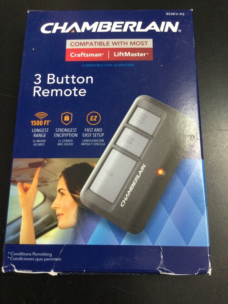 Chamberlain 953EV-P2 3 Button Garage Door Remote Black New 3433