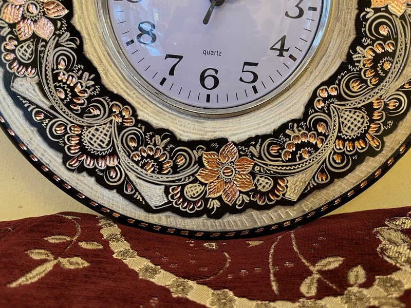 Copper Wall Clock, Wall Art Decor, Handmade Copper Wall Hanging Clock 30cm 12in gallery