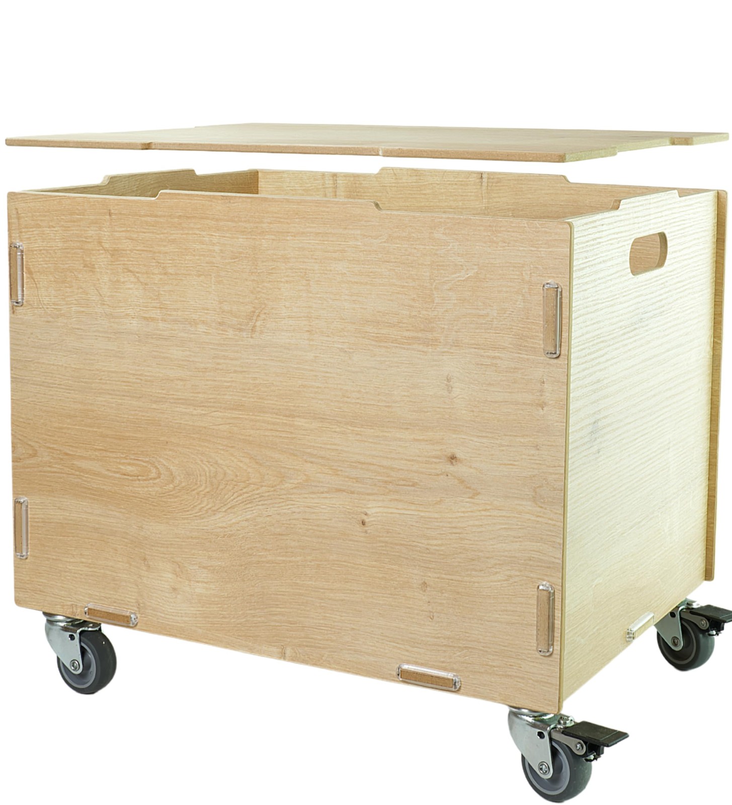Storage Box with Wheels and Lid MDF Wooden 33x45.5x34.5cm + 6cm Wheels... gallery