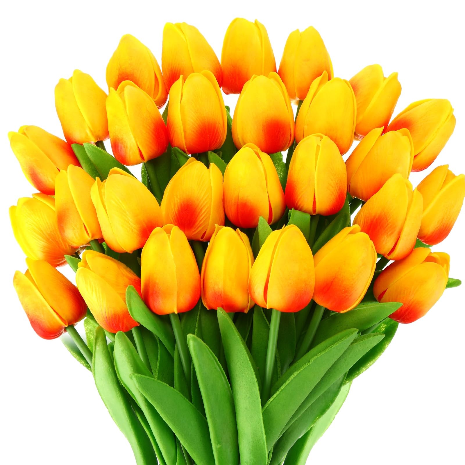 30 PCS Gold Yellow Tulips Artificial Bouquet Real Touch Faux Flowers Decor gallery