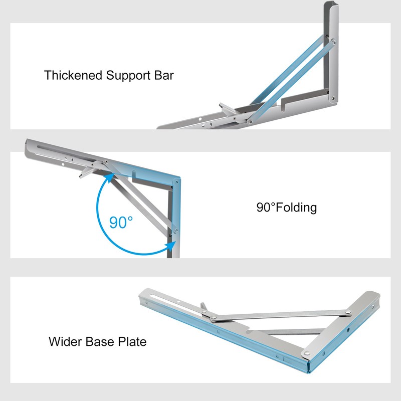 2-10Pcs Folding Shelf Brackets Stainless Steel Fold Down Table Brackets 8"-20" gallery