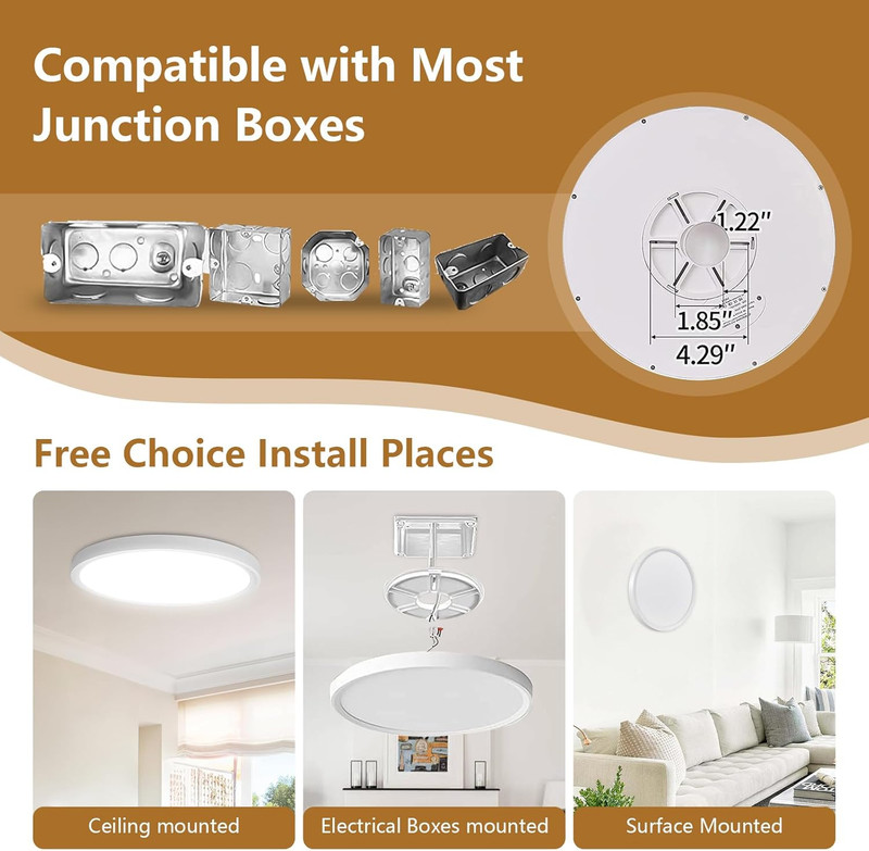 Dimmable 12 Inch LED Flush Mount Ceiling Light,12Pk,24W Led Ceiling Light,2520Lm gallery