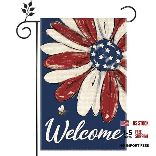 Welcome July 4th Independence Day Sunflowers Spring Summer Garden Flag Red gallery