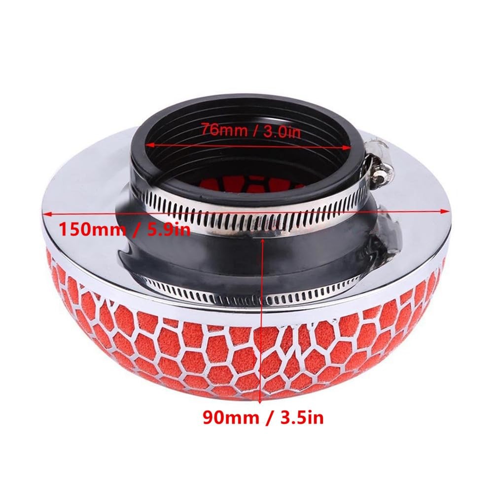 3in Mushroom Air Filter 76mm Inlet High Flow Oil Free Red gallery