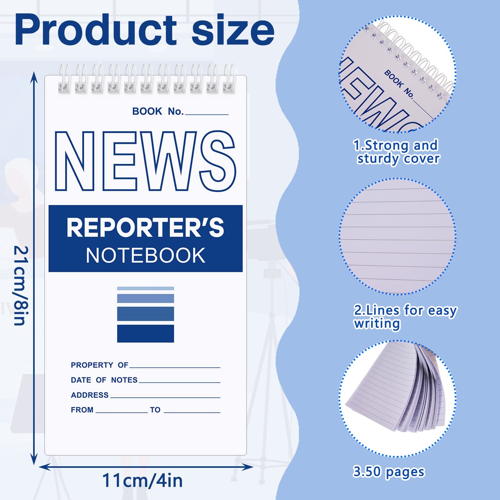 24 Pcs Reporters Notebook Bound Spiral Pocket Notepad 4 x 8 Inches Reporters gallery