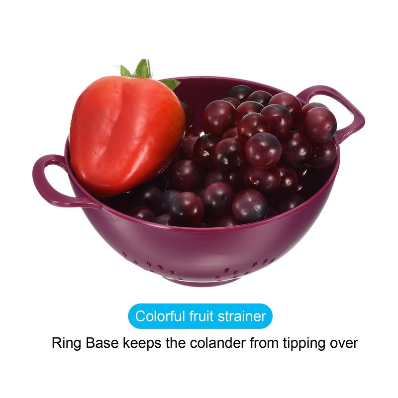 Mini Food Strainer Plastic Colander For Fruits Veggies Pasta Purple 2PCS gallery