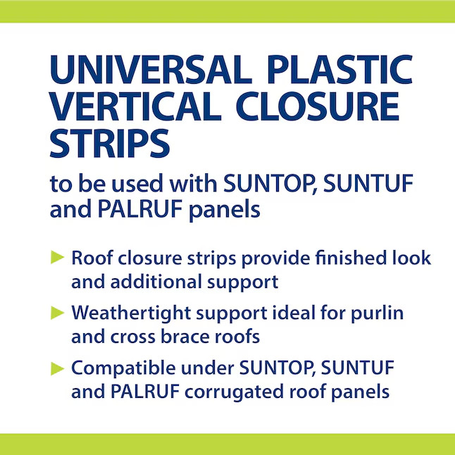 Palram Universal Vertical Plastic Closure 24" L x 1-1/4" W - 6 Strips - 97722 gallery