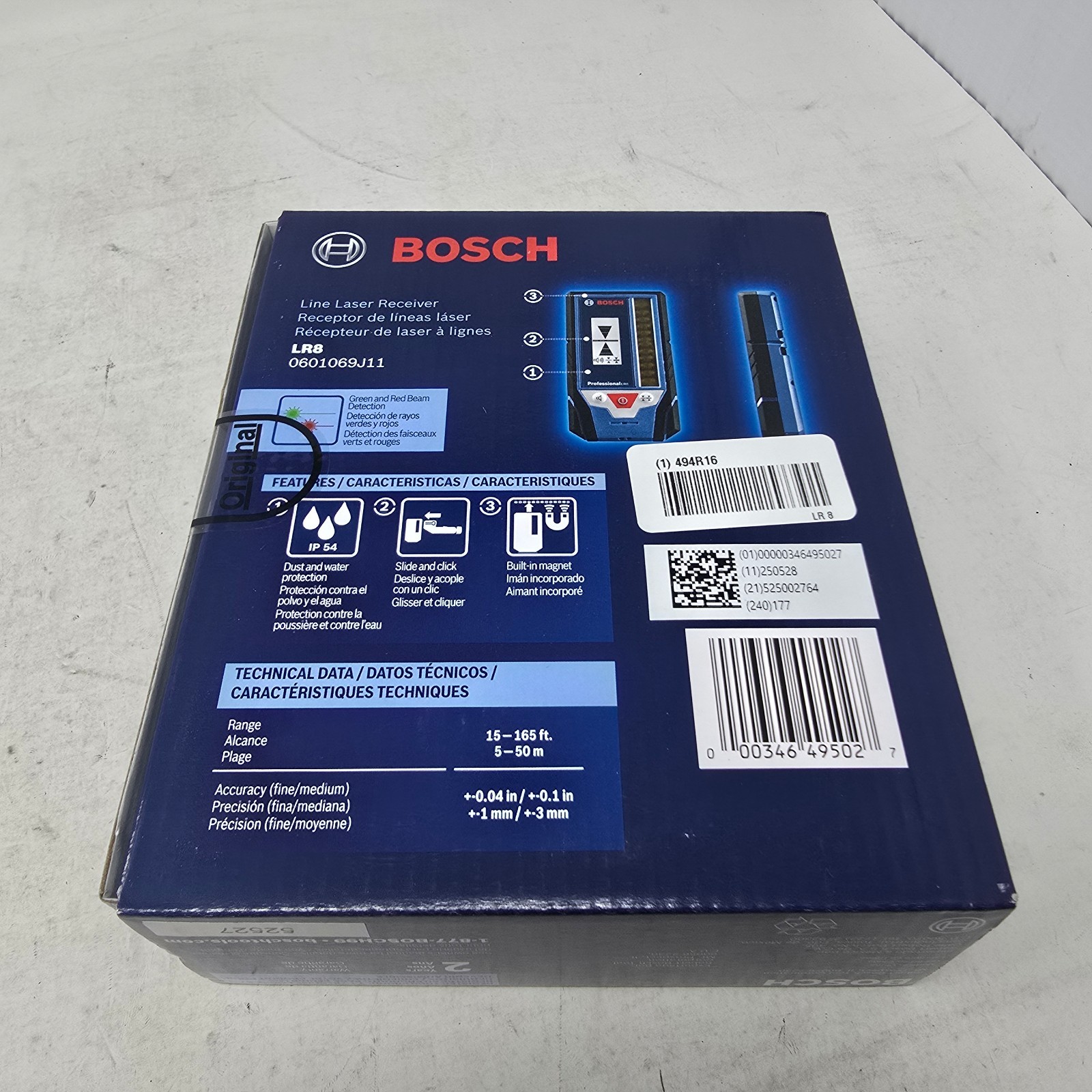 Bosch LR8 Line Laser Receiver for Red and Green Beam Lasers w/ Mounting Bracket gallery