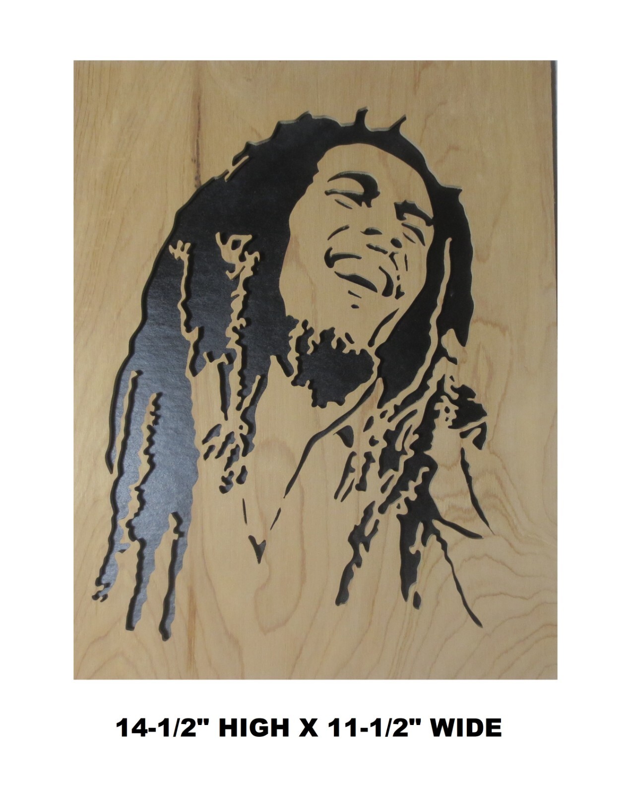 LOWEST PRICE! LRG "BOB MARLEY SINGING" CUT WOOD ART w BLACK BACKING 14.5 X 11.5 gallery