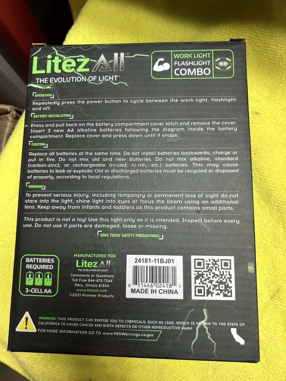 LitezAll 250 Lumen Flashlight Work Light 3pk 3 Cell AA Batteries Required NIB gallery