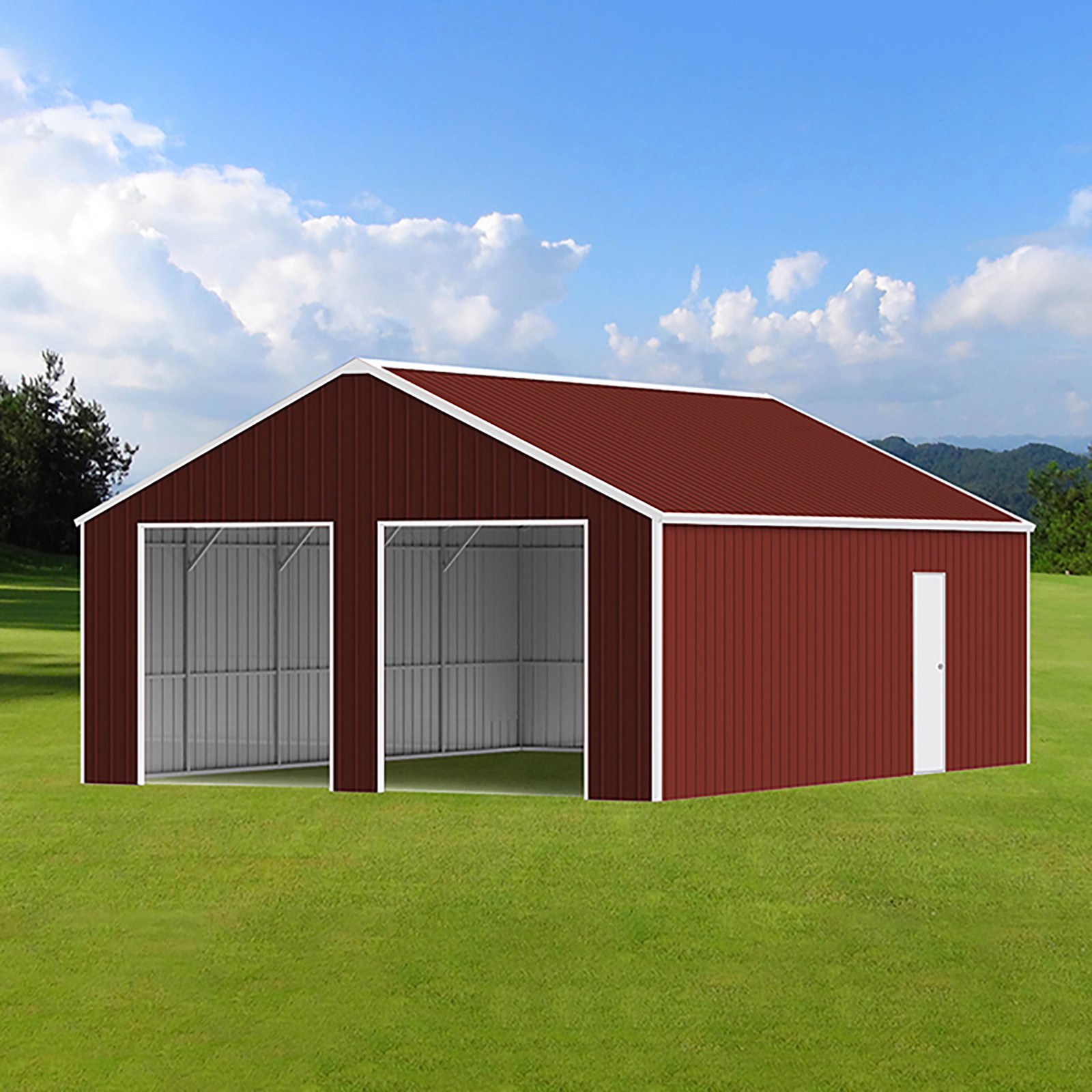 22x23ft Double Garage Galvanized Red-Brown Shed gallery