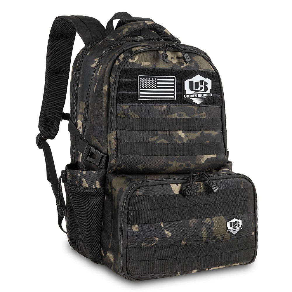 Multi-Purpose Tactical Backpack, 40L Large Main Bag + 6L Insulated Pocket