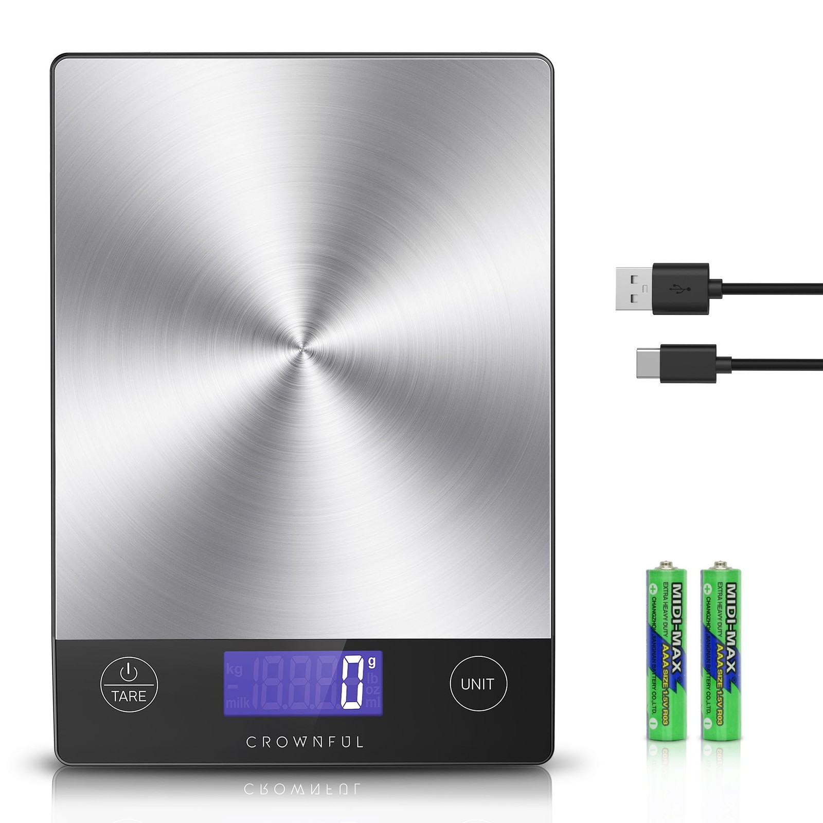 Food Scale, 33lb Rechargeable 304 Stainless Steel Digital Kitchen Scale Weigh... gallery