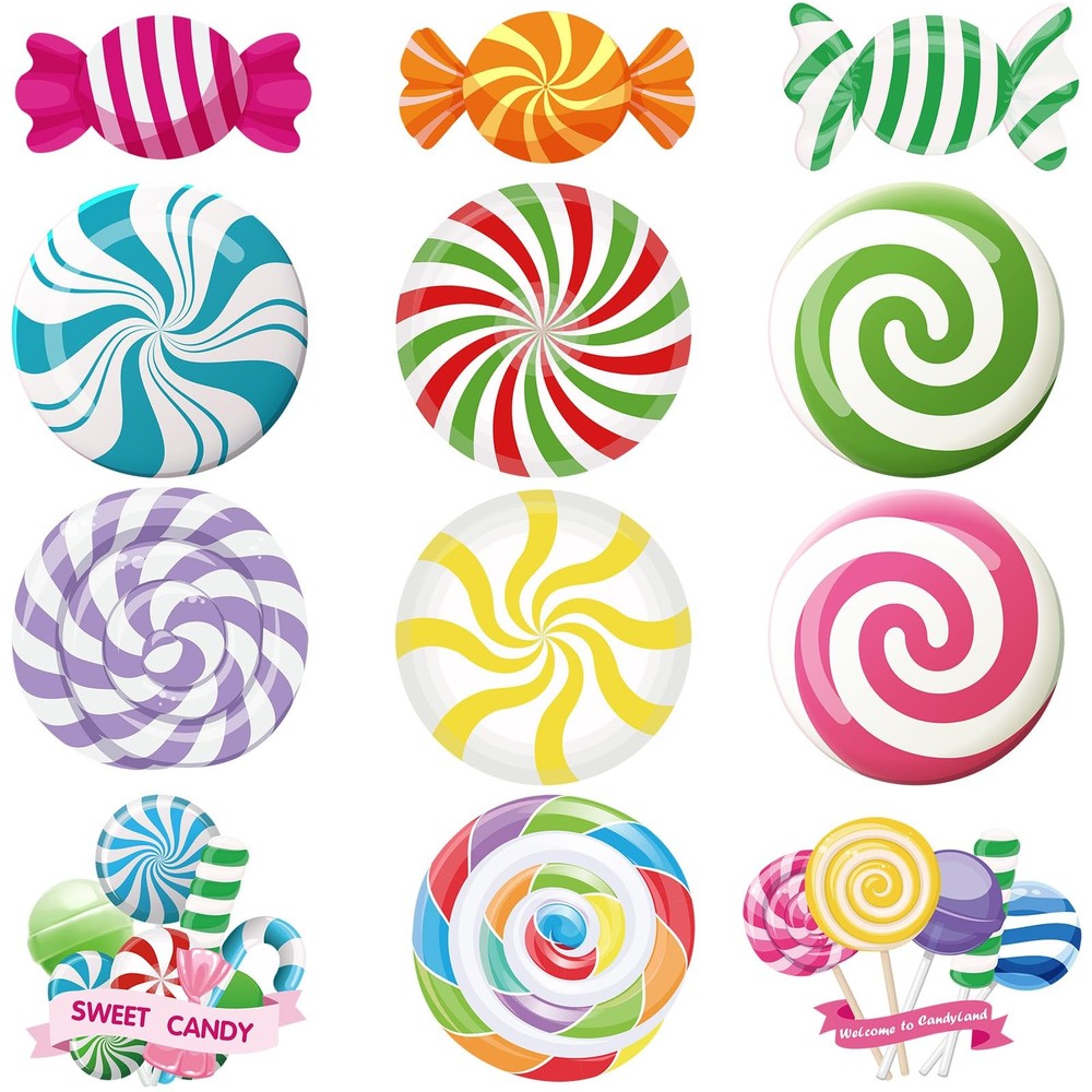 60 Pcs Candy Decorations Candy Cutouts Bulletin Board Set Sweet Peppermint Cu...