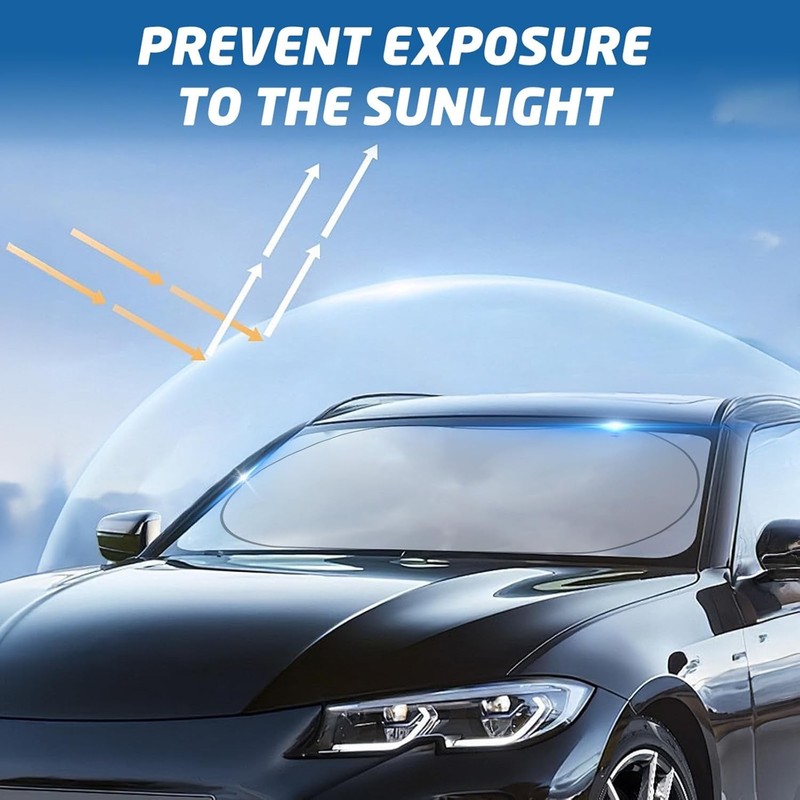 Windshield Sun Shade, Reflective Sunshade with Storage Pouch for UV Rays & Heat gallery