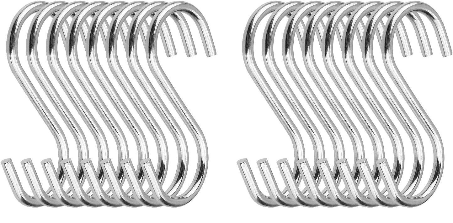 20 Pack 2.75 Inch S Hooks Stainless Steel S Shaped Heavy Duty 22lbs Kitchen gallery