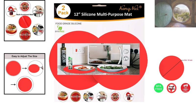 Multi-Purpose 12-Inch Red Silicone Microwave Mat Set – BPA Free & Easy Clean gallery