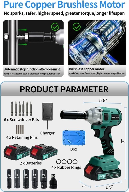 Electric Impact Driver with 258ft-lb Torque - Includes 2 Batteries & Accessories gallery