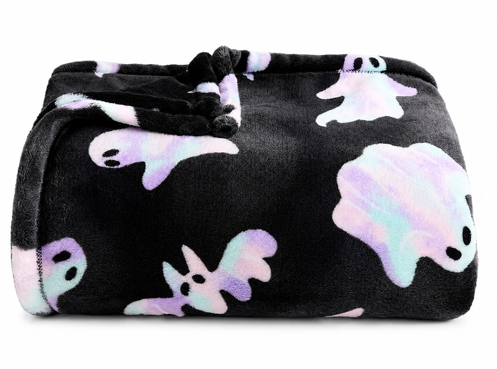 The Big One Ghost Haunting Plush Throw Blanket 60x72 Halloween Ghosts Bats Cats