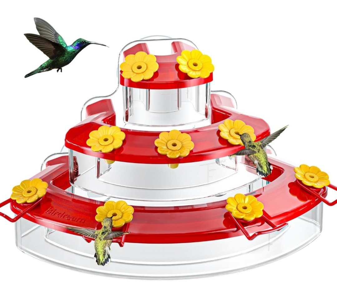 Birdream Window Hummingbird Feeder - 3-Layer "Cake" Design - 9 Ports- NIB gallery