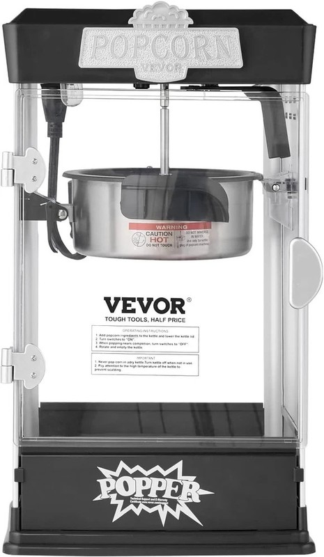 Vevor Popcorn Maker 480W Popcorn Popper Machine 4 Oz Kettle Makes 1.5 Gallon gallery