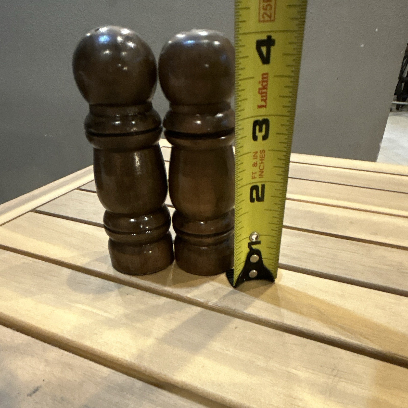 Wood Brown Salt & Pepper Shakers Set of 2, Solid/Plain Traditional 4 in gallery