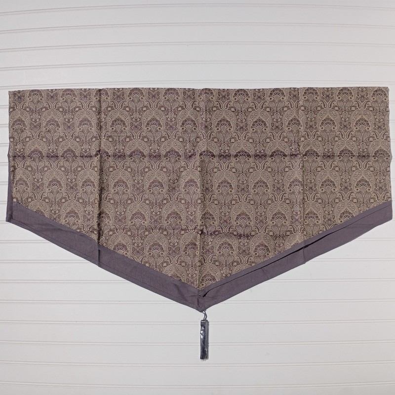 PAIR Croscill Malabar Amethyst Ascot Valances Purple Gray Paisley NEW Tassels gallery
