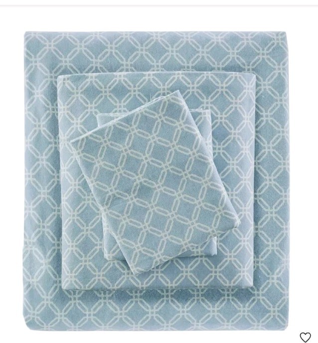 True North Twin XL Flannel Sheet Set Blue Geo 100% Cotton gallery