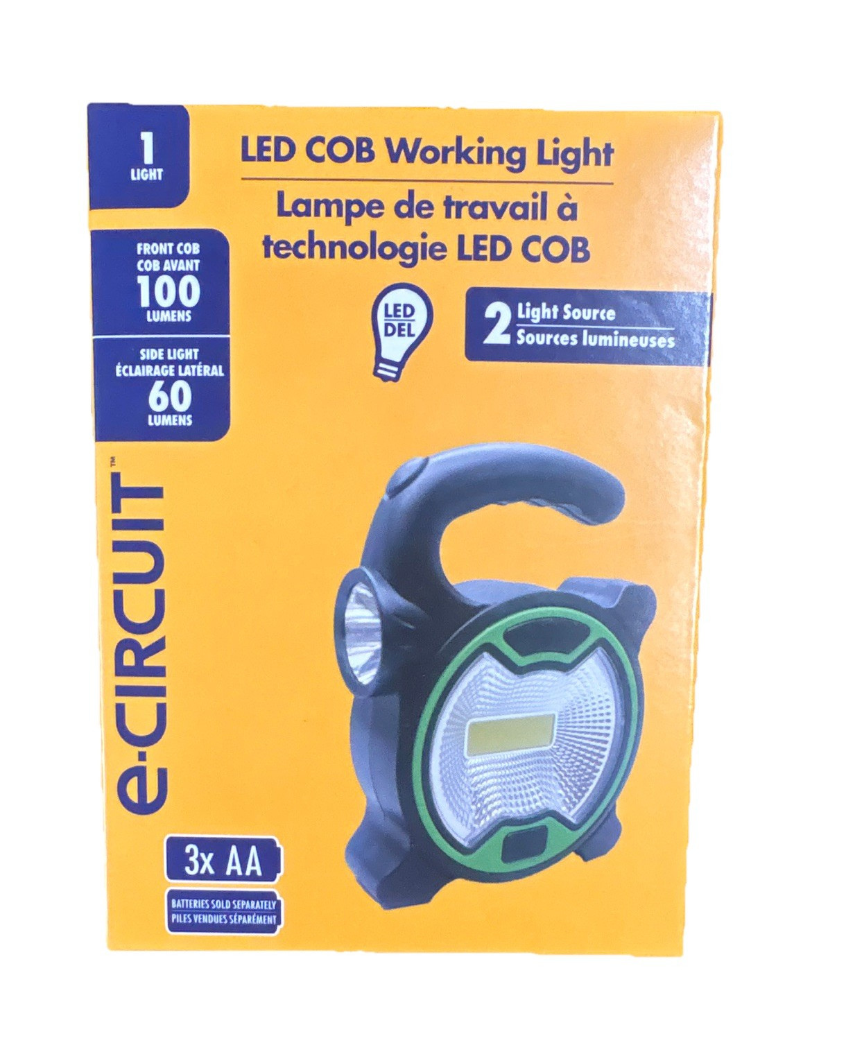 e-Circuit LED COB Work Light 100 Lumens Cordless, 3x AA Battery, 2-Light gallery