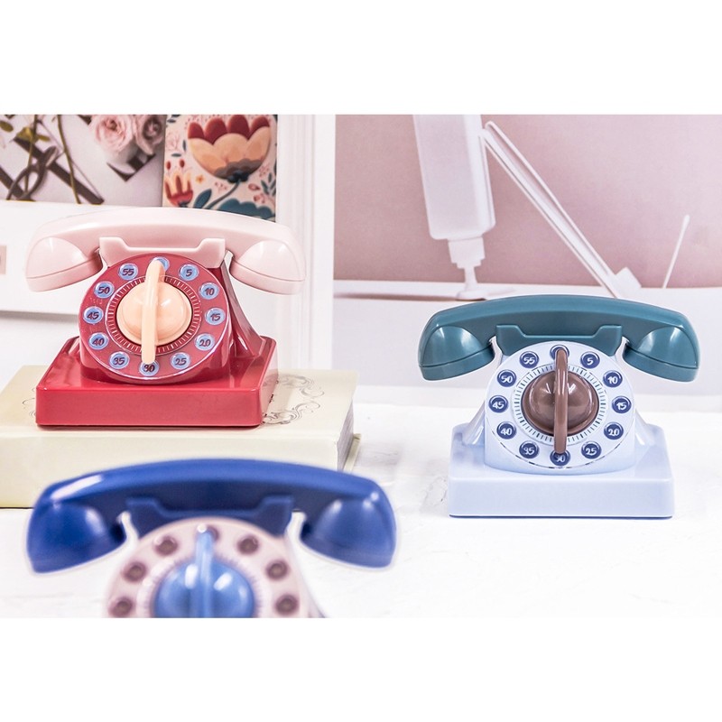 Cute Cartoon Telephone Shaped Kitchen Timer Mechanical Wind up 60 Minute Manual gallery