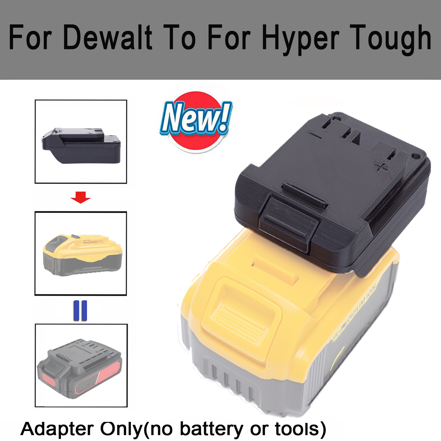 Adapter For Hyper Tough 20V Tools From For Dewalt 18V/20V Li-Ion Battery gallery
