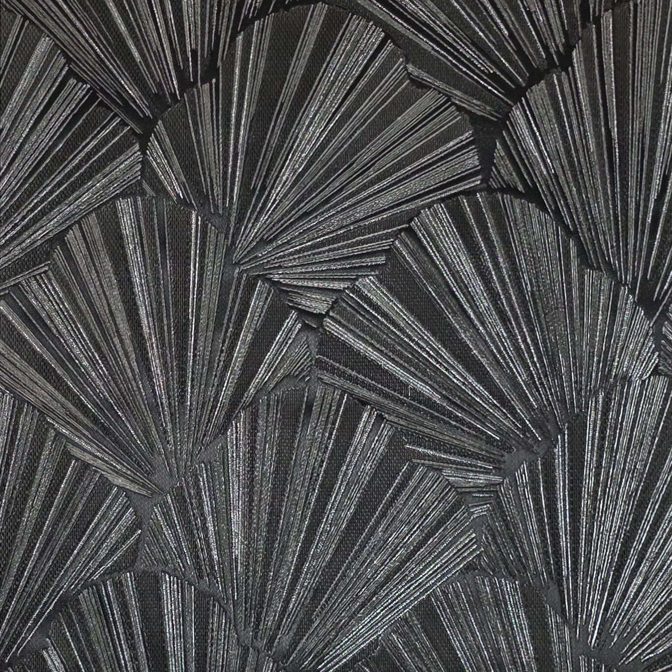 Modern charcoal black gray silver shell art deco faux fabric textured Wallpaper gallery