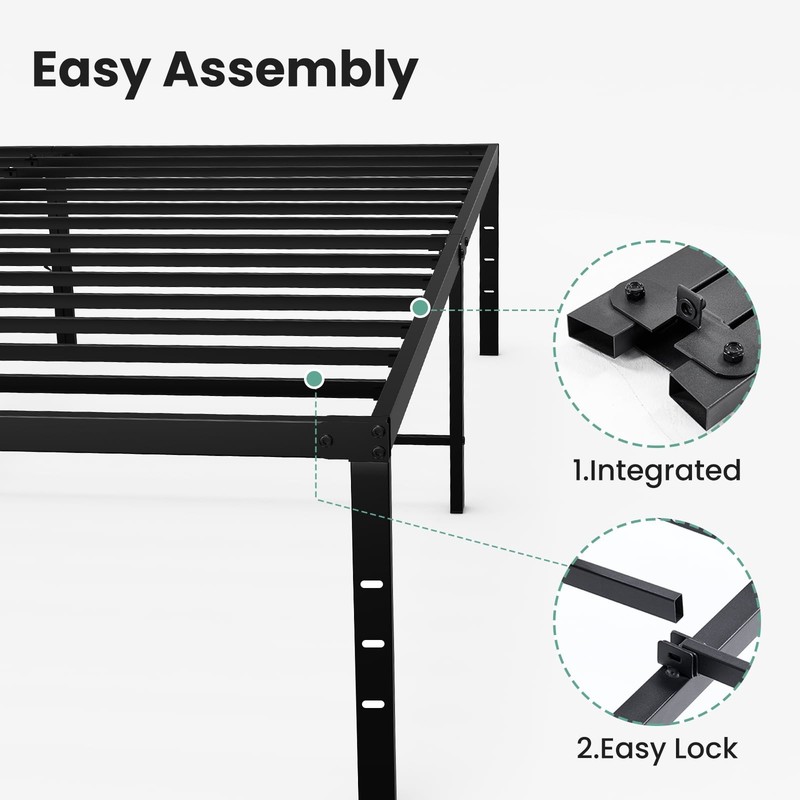 metal bed frame with Storage Space, Platform Foundation, No Box Spring Needed gallery