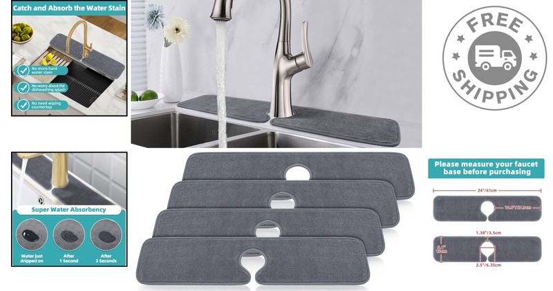 Machine Washable Kitchen Splash Guard - 4-Piece Microfiber Set for Cleanup Ease gallery